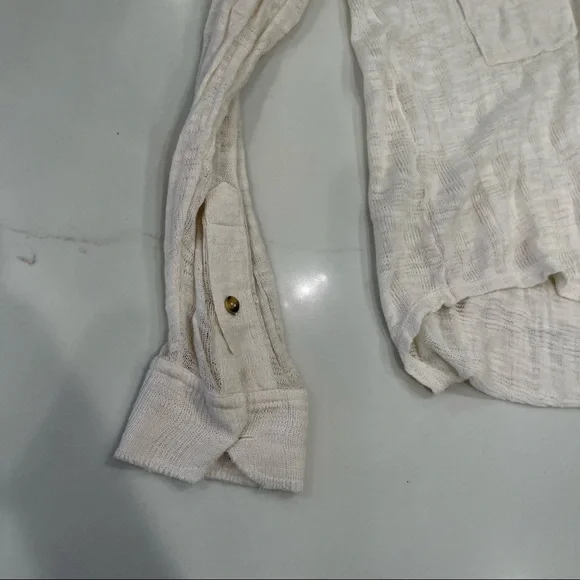 Free People cream long sleeve button down top - Picture 9 of 14
